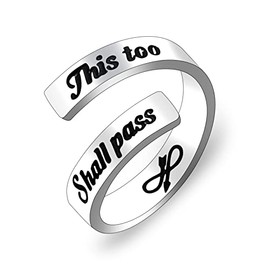 Uloveido Adjustable Inspirational Flying Dandelion Double Stainless Steel Freedom Ring Bands Cool Stacking Gift for Women, Engraving Rings Motivational Gift for Her Y2004, Metal, not known