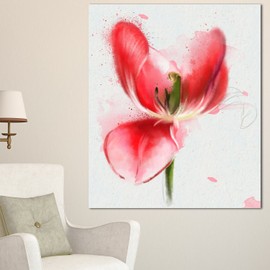 Designart Wonderful Red Poppy Watercolor Floral Glossy Metal Wall Art-30x40, 30x40