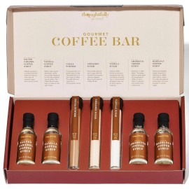 Thoughtfully Gourmet, Coffee Bar Gift Set, Includes 4 Delicious Syrups, 2 Flavo