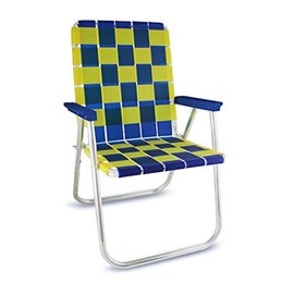 Lawn Chair USA | Folding Aluminum Webbed Chair for Camping, Sports, and Beach | Classic - Blue//Yellow
