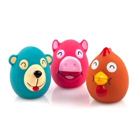 Chiwava 3 Pack 2.6 Inch Squeak Latex Dog Toy Animals Cute Face Interactive Play for Small Dogs Assorted Color