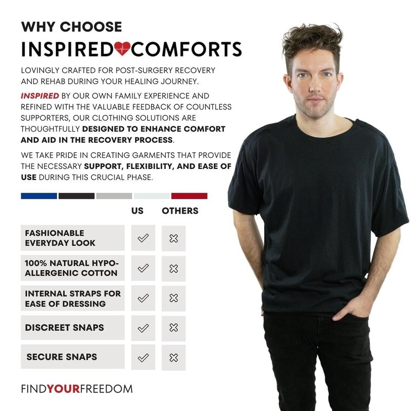 Post Surgery w/L&R Snaps (Black, L)