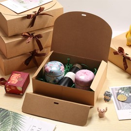 Yocdunm 10 Pack Gift Boxes with Lids 27x20x8CM Large Black Cardboard Gift Box,Gift Box for Presents Bridesmaid Proposal Box with Ribbon for Wedding Birthday Christmas Party Present