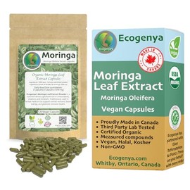 Ecogenya NEW Ecogenya Organic Moringa Leaf Extract Vegan Capsules | High Potency Superfood (120 Capsules (Two Month Supply))