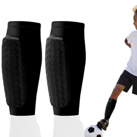Sports Shin Pads for Children, Shin Pads, 1 Pair of Ski Shin Pads, Shin Pads for Football, Shockproof Football Equipment Children & Teenagers (Black, L)
