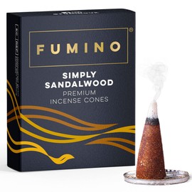 Fumino® Simply Sandalwood Fresh Incense Cones 20 per Box Masala Agarbatti Joss Scent Fragrance for Relaxation and Meditation, Home and House Décor