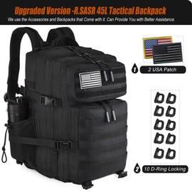 R.SASR Black Tactical Backpack, Military Backpack, Molle Backpack (Black-2.0)