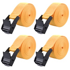 TRIWONDER Cinch Tie Down Strap Lashing Straps Heavy Duty Nylon Straps with Cam Buckles for Cargo, Trucks, Boat, Motorcycle,SUP, Kayak, Canoe, Trailer(Yellow - 4 Pack, 1m)