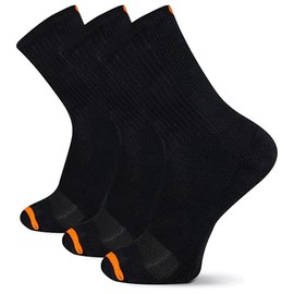 Merrell Adult's Cushioned Cotton Socks-3 Pair Pack-Unisex Breathable Mesh Comfort Zones, Black, M/L (Men's-9.5-12 /-Women's-10-13)