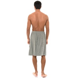 TowelSelections Mens Shower Wrap Adjustable Cotton Terry Spa Bath Gym Cover Up Small/Medium Belgian Block