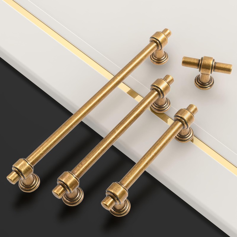 Asidrama 10 Pack 10 Inch(254mm) Antique Brass Kitchen Cabinet Handles,