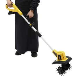 LyeXD 20V Cordless Tiller Cultivator w/48 Steel Tines, Electric Garden Tiller Battery Powered Garden Cultivator, 8.7" Tilling Width, 6.3" Depth, Garden Micro Tilling Machine (Battery&Charger Included)