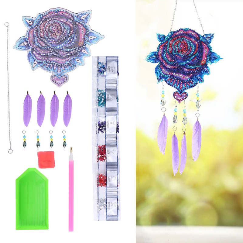Diamond Painting Pendant DIY Rose Diamond Painting Window Hanging Decoration
