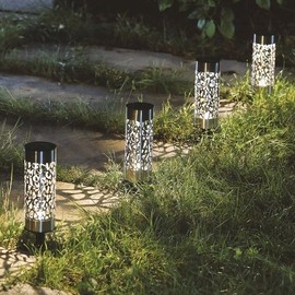 Coms Solar LED Garden Light Cylindrical Mesh Pattern (WFHXBGG) / Coms 태양광 LED 정원등 원통 그물무늬 (WFHXBGG)