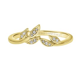 Stackable Diamond Floral Leaf Wedding Rings for Women; Anniversary or Promise Rings for Her in 18K Yellow Gold Vermeil; Gold-Plated Silver Rings for Women 1/20ct (I-J Color, I3 Clarity), Size 5, by