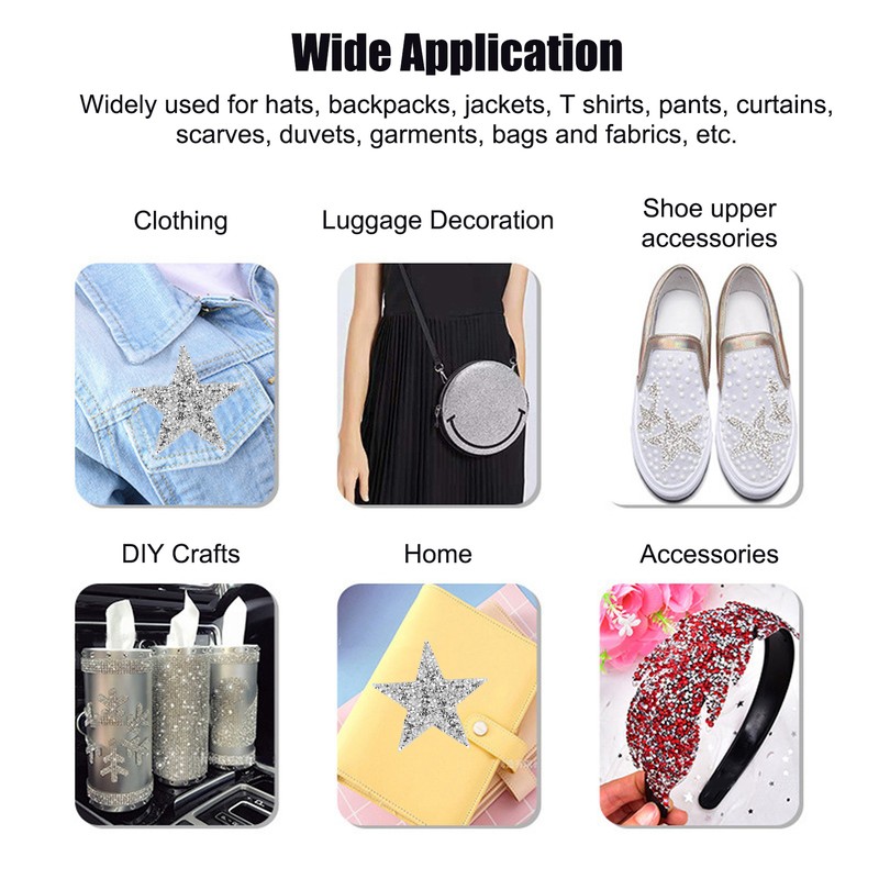20pcs Rhinestone Star Patches Exquisite Beautiful Iron On Patches Sew