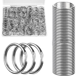 KornaDoz 200 Pcs 1 Inch (25mm) Heavy Duty Metal Split Key Rings, Bulk Keychain Rings for Crafts, Keys, Keychains & Lanyards Organization - Silver