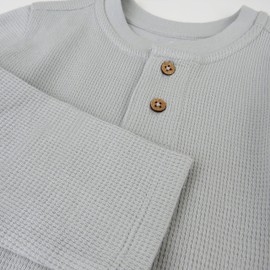 HonestBaby 5-Pack Waffle Henley Long Sleeve Shirts 100% Organic Cotton for Infant Baby and Toddler Boys, Unisex , Varsity Prep, 24 Months