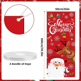 Christmas Door Cover Decorations Supplies, Santa Claus Elk Door Decorations New Year Party Christmas Door Covers for Front Door, Christmas Banners Porch Sign Decor for Indoor and Outdoor Gifts