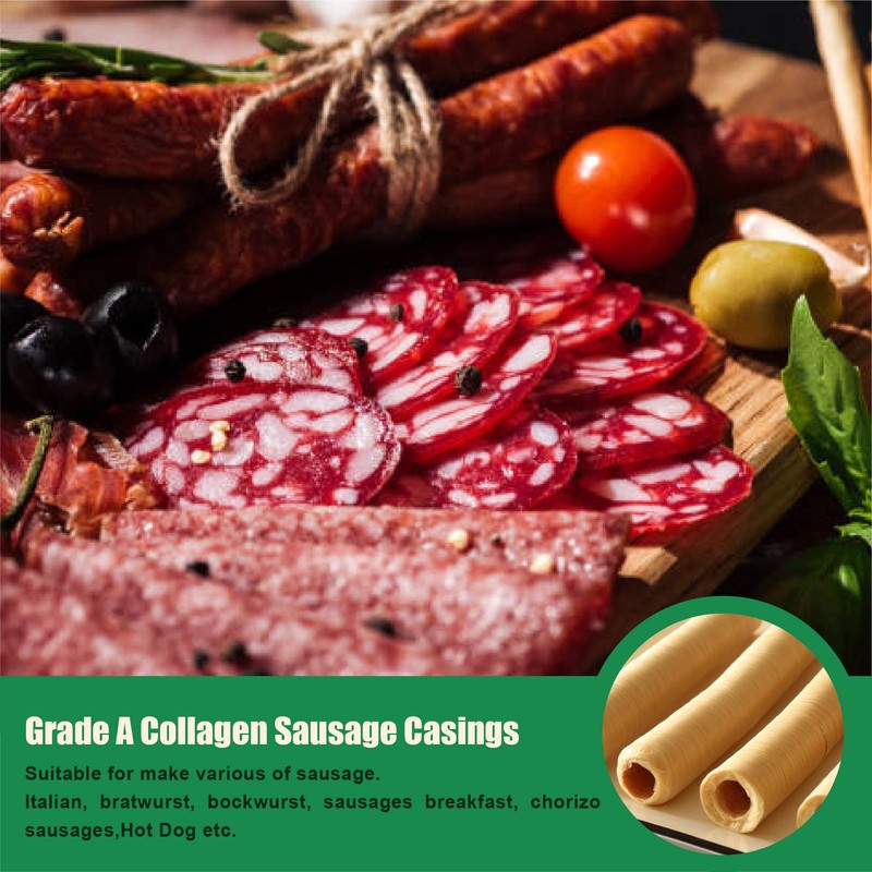 FAIRSKY Edible Drying Sausage Casing,Clear Smoked Collagen Sausage Casings for