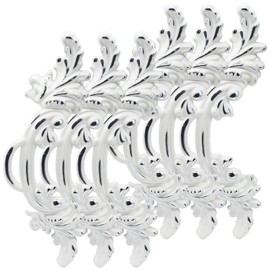 Cionyce 6 Pcs Vintage Cabinet Handles - Shabby Chic Furniture Drawer Pulls, European Style Antique Dresser Handles White & Silver Edge