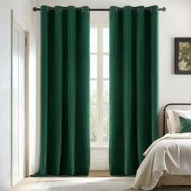 MIULEE Upgraded 100% Blackout Velvet Curtains for Christmas 84 Inches Long Hunter Green Curtain Drapes for Luxury Bedroom Living Room Darkening Thermal Insulated Grommet Light Blocking Set of 2