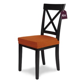 SCHEFFLER-Home Stretch Chair Cover Luna Terra/Chair Cover Set of 4 Elastic Chair Protectors / Seat Cover Dining Room Chair / Elegant Seat Covers for Chairs / Chair Covers Stretch Velvet with Elastic