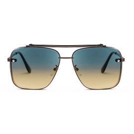 FEISEDY Sunglasses, Fashion Square Pilot Sunglasses, Vintage Metal Gradient Glasses for Men and Women, B4104