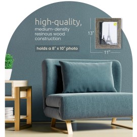 Kiera Grace 8x10 Weathered Grey Picture Frame Rustic Farmhouse Design with Glass Front