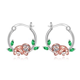 Sloth Earrings 925 Sterling Silver Sloth Hoop Earrings Animal Jewelry Present for Women Mom