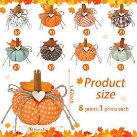 Geelin 8 Pcs Fall Fabric Pumpkin Decor Artificial Pumpkin for Decorating Thanksgiving Farmhouse Harvest Decoration with Maple Leaves Autumn Tray Table Centerpiece Decor Thanksgiving Tree Decoration