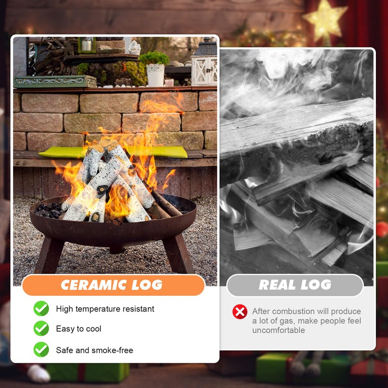 MrGas Log Gas Fireplace Logs, Ceramic Logs for Fireplace and