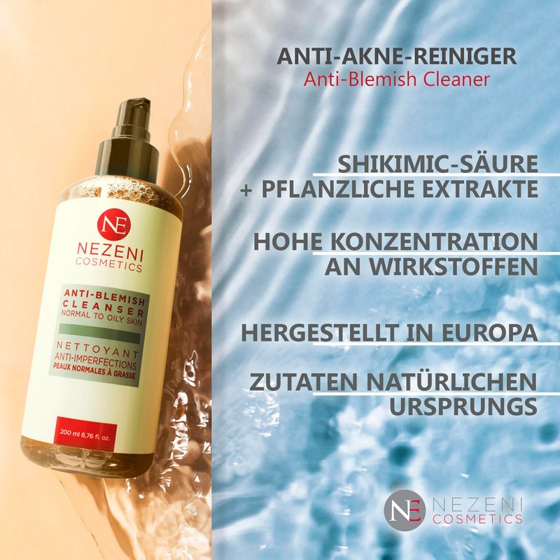 Nezeni Acne Facial Cleanser with Ac. Shikimic - 200ml -