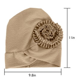 Women’s Turban Hat with Flower – Soft Elastic Head Wrap Cap for Chemo Sleep Muslim Head Cover Elegant Cross Front Beanie Khaki