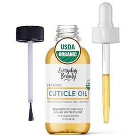 Organic Cuticle & Nail Oil - Repair, Revitalize & Hydrate Cuticles and Nails - Organic Spa Treatment - For Stronger Healthier Nails and Cuticles - 1 Fl Oz Glass Bottle with Nail Brush and Dropper