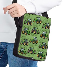 Binienty Portable Crossbody Bag for Kid Boys Girls, Cartoon Tractor Bag Durable Messenger Pouch Lightweight Cell Phone Handbag