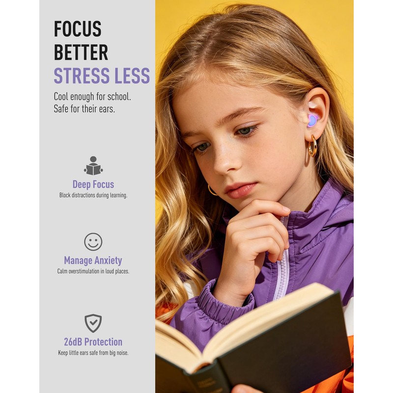 Kids Earplugs for Ages 6+, Noise Reduction Children Ear Protection