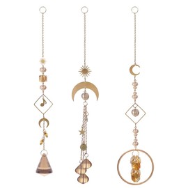 LONGSHENG Gold Moon Music notation Pendant Chandelier Crystal Prisms Chakra Suncatcher Boho Royal Home Windows Hanging Decor (Mix 3 Style)