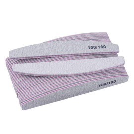 Nail Files, 12 Pcs Double Sided Nail File, Curved Fingernail Files, 100/180 Grit Emery Board Manicure Tools for Natural and Acrylic Nails for Home and Salon Use (COLOR:grey)