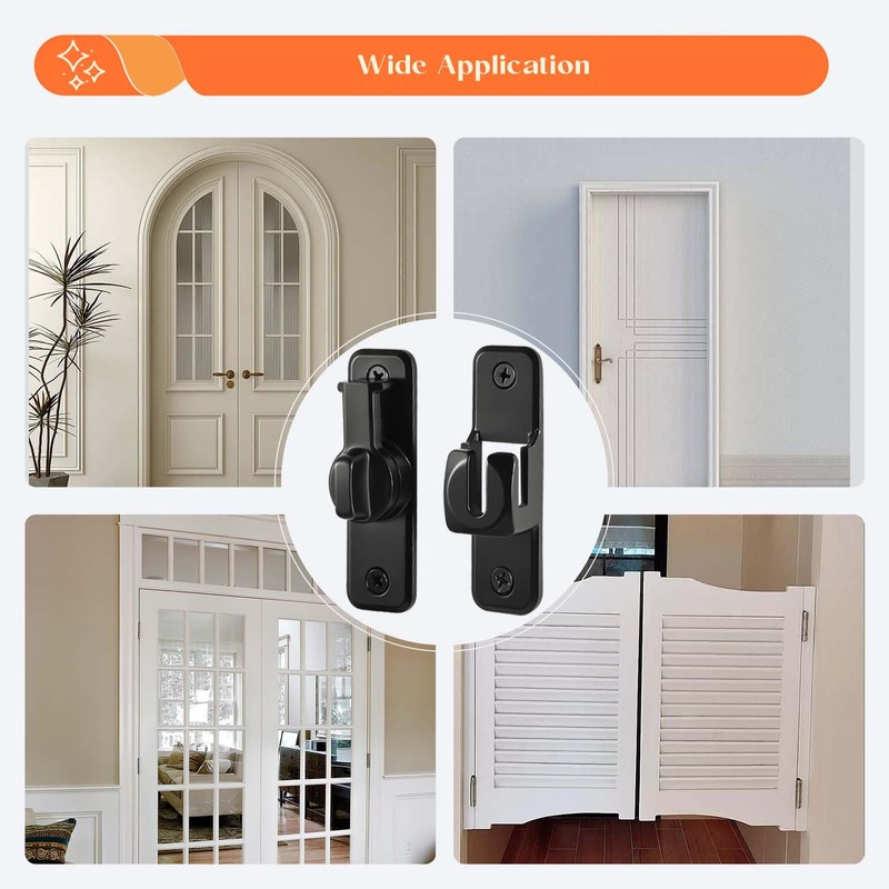 KOVOSCH Black Sliding Barn Door Lock, 90/180 Degree Flip Gate