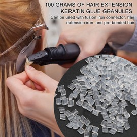 200g Hair Extension Granule, Transparent Keratin Glue Bead, Keratin Glue Tips for Hair Extension Nail Design, Pellets Granules Glue Beads for Women Man, Hot Fusion Extensions