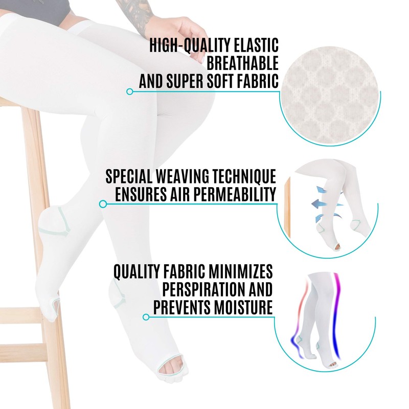 Anti Embolism Compression Stockings, Thigh High Unisex Ted Hose Socks