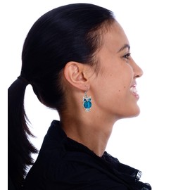 Puzzled Owl Dangle Post Fish Hook Earrings