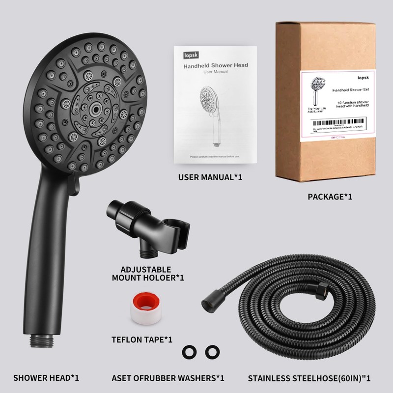 Iopsk 10 Spray Shower Head with Handheld,High Pressure shower heads