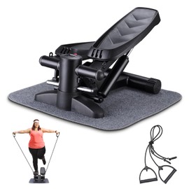 Pupzo Steppers for Exercise, Stair Stepper with Resistance Bands (Black)