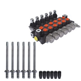 waltyotur Hydraulic Directional Control Valve, 6 Spool 11 GPM Hydraulic Loader Valve, BSPP Ports, 3600 PSI Directional Control Valve For Tractors Loaders Tanks