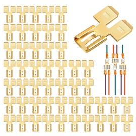 30pcs Double Piggyback Spade Connector Quick Disconnect Electrical 2 Way Wire Terminals Adapter Non Insulated Male Single Female Tab Slip Brass Automotive Double Spade Connector 1/4" Tab (30)