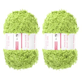 sourcing map 2 Skeins Fur Yarn Soft Fluffy Chunky Yarn Fuzzy Eyelash Yarn Light Green for Crocheting Knit Clothes Bag - 55Yard/50m, 3.18ozx2