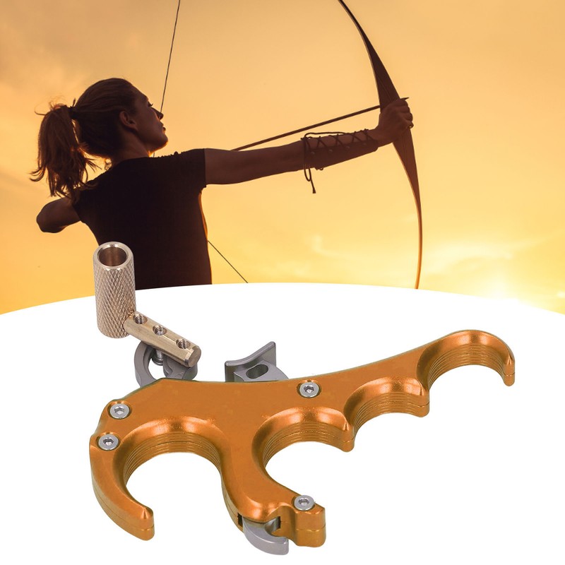 Bow Release Aids Aluminum Alloy Sensitivity Adjustable 4 Fingers Compound