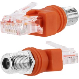 BERANMEY RF to RJ45 Converter Adapter, 2 Pack F Female to RJ45 Male Ethernet Adapter Coaxial Coupler Coax Straight Connector